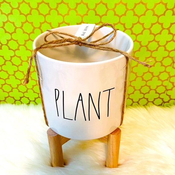Rae Dunn Other - Rae Dunn PLANT Planter with Wooden Stand Mom Gift